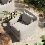 Featuring Dade Outdoor Swivel Chair - Stone Grey by Four Hands at Amethyst Home. This Dade Outdoor Swivel Chair - Stone Grey is a fresh, outdoor-friendly spin on the swivel chair. Removable charcoal slipcover meets style with sensibility. Great in pairs. Cover or store inside during inclement weather and when not in use.
Overall Dimensions: 27"W x 33.75"L x 29.. Amethyst Home provides interior design, new home construction design consulting, vintage area rugs, and lighting in the Tampa metro area.