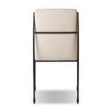 European inspiration gives streamlined character to this high-back metal-framed dining chair. Bent metal detail and tapered f
