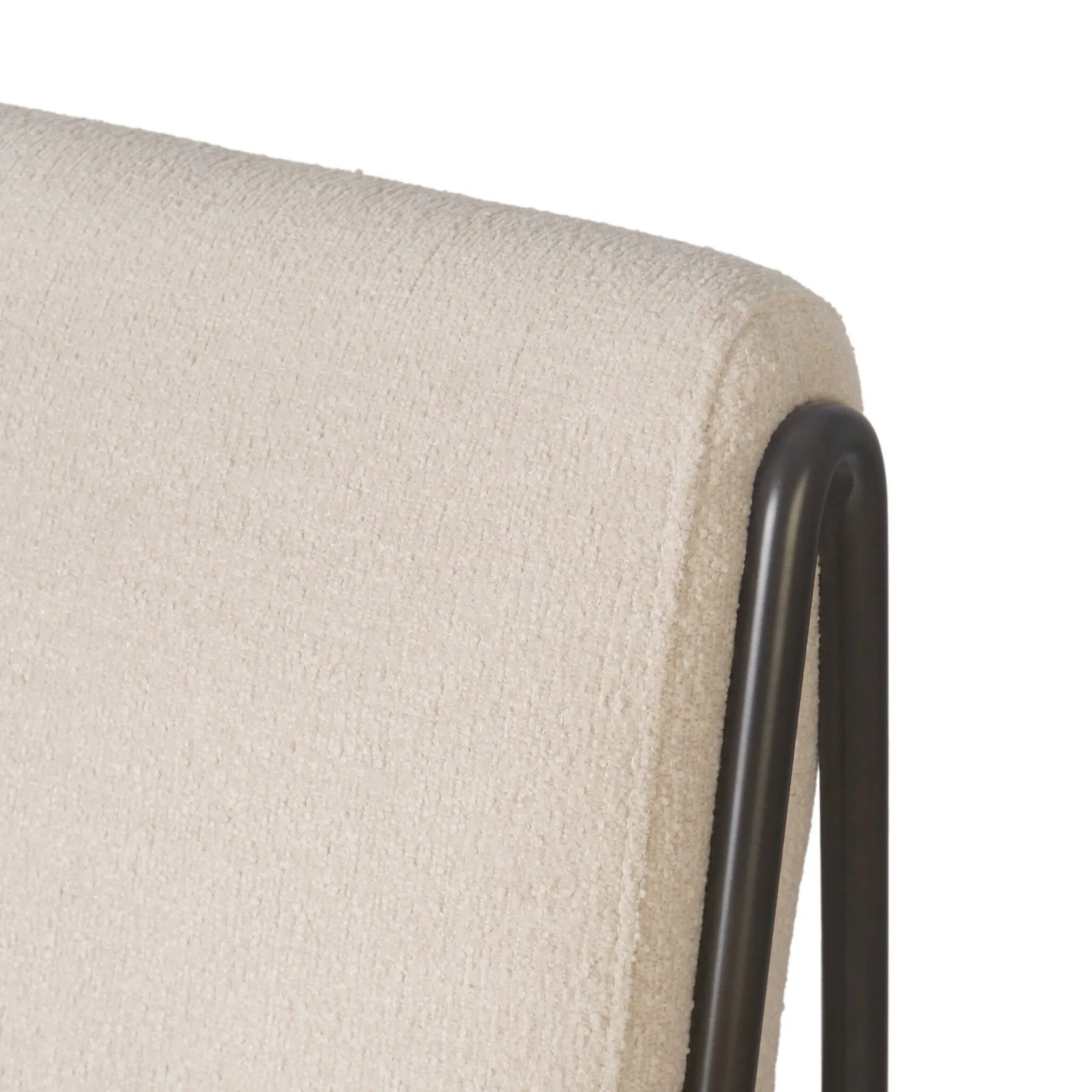 European inspiration gives streamlined character to this high-back metal-framed dining chair. Bent metal detail and tapered f