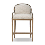 A tribute to traditional artistry and found pieces, this bar stool fluidly combines ash and burnished brass to frame a comfortable S-spring seat. Finished in heavy boucle-like upholstery that features a subtle linear pattern for added depth — creating a luxe, inviting feel. A design collaboration by Amber Lewis and Four Hands. Amethyst Home provides interior design, new home construction design consulting, vintage area rugs, and lighting in the Portland metro area.