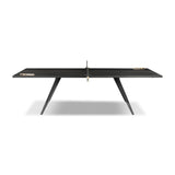 Dual-function fun is the star of this ping pong table from District Eight. Its light minimalist design channels industrial features like an oak plane top, cast iron legs and a leather sling net attached with steel clamps, which can be easily removed to become a dining table that seats 12. Amethyst Home provides interior design, new home construction design consulting, vintage area rugs, and lighting in the Miami metro area.