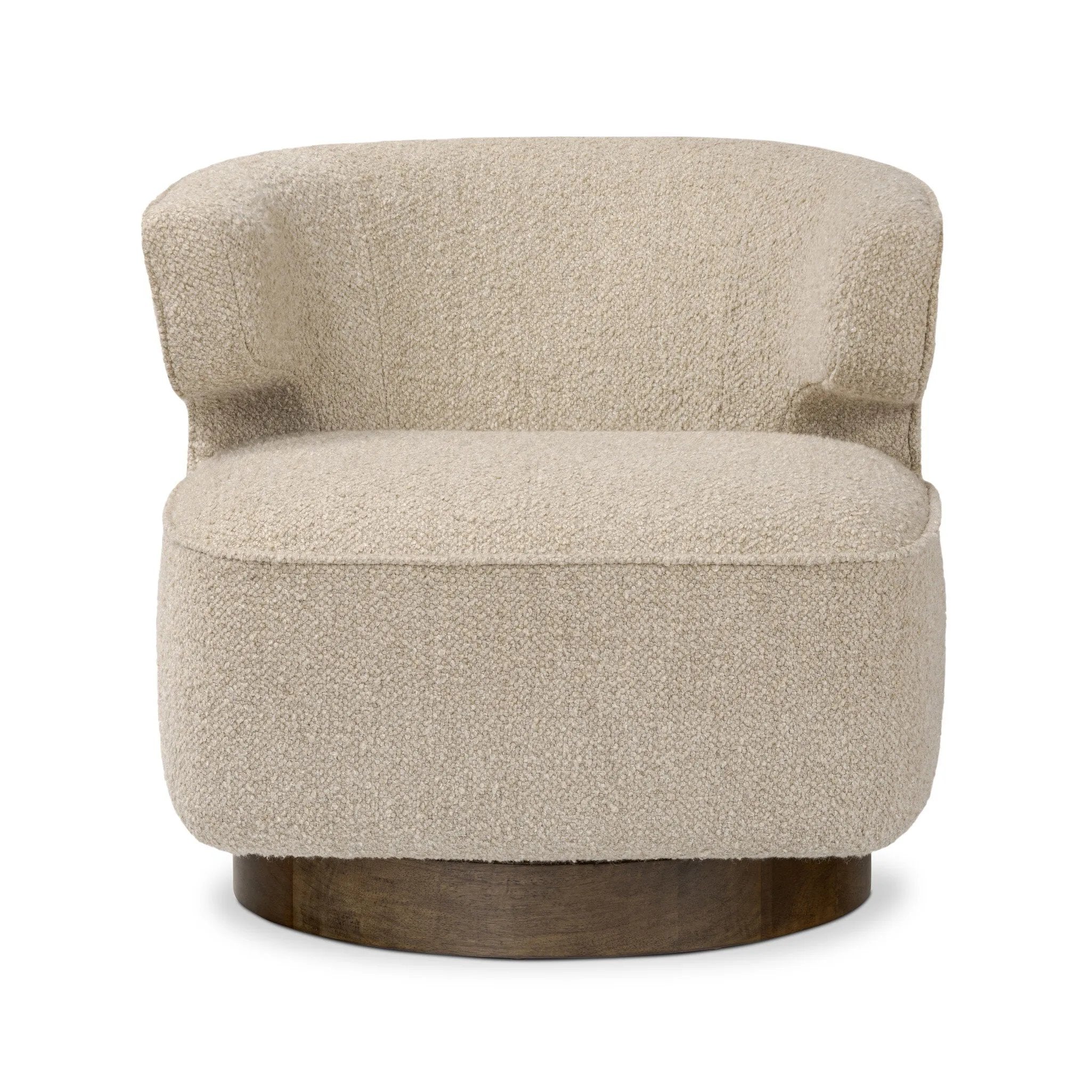 Featuring Dottie Berber Oatmeal Swivel Chair by Four Hands at Amethyst Home. Experience the perfect balance of style and comfort with our Dottie Berber Oatmeal Swivel Chair. Its unique swivel feature allows for easy movement and the oatmeal-colored berber fabric adds warmth and texture to any room.
Overall Dimensions: 33.75" L x 29.0 " W x 27.25" H
Materials:. Amethyst Home provides interior design, new home construction design consulting, vintage area rugs, and lighting in the Houston metro area.