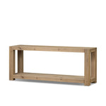 Built from thick-cut oak and veneers with an aged smoked finish, this farmhouse-inspired console table features chunky squared legs and a stretcher base for extra storage Amethyst Home provides interior design, new home construction design consulting, vintage area rugs, and lighting in the Park City metro area.