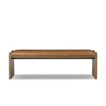 Top-grain leather and worn, solid oak fuse for a substantial, streamlined bench inspired by Nordic Minimalism Amethyst Home provides interior design, new home construction design consulting, vintage area rugs, and lighting in the Austin metro area.