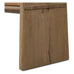 Top-grain leather and worn, solid oak fuse for a substantial, streamlined bench inspired by Nordic Minimalism Amethyst Home provides interior design, new home construction design consulting, vintage area rugs, and lighting in the Nashville metro area.