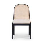 Featuring Esmee Antwerp Natural Dining Chair by Four Hands at Amethyst Home. Ebony nettlewood shapes the arched, angled back of this simply shaped, armless dining chair. Natural crosshatch cane adds a light texture to complement the creamy, neutral upholstered seat. Performance fabrics are specially created to withstand spills, stains, high traffic and wear, e. Amethyst Home provides interior design, new home construction design consulting, vintage area rugs, and lighting in the Boston metro area.