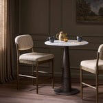 Featuring Esther Lavon Flint Bar + Counter Stool by Four Hands at Amethyst Home. Modern materials place an updated twist on the traditional bar stool. Linen/cotton blend cushioning features a faint pinstripe for a unique-while-versatile look. Simply framed by brown oak and perfect in pairs or multiples. Overall Dimensions: Counter:
21.25"w x 24.25"d x 40.00". Amethyst Home provides interior design, new home construction design consulting, vintage area rugs, and lighting in the Monterey metro area.