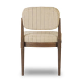 Featuring Esther Lavon Flint Dining Chair by Four Hands at Amethyst Home. Modern materials place an updated twist on the traditional armless dining chair. Linen/cotton blend cushioning features a faint pinstripe for a unique-while-versatile look. Simply framed by brown oak. Overall Dimensions: 21.25"w x 24.25"d x 33.50"h. Amethyst Home provides interior design, new home construction design consulting, vintage area rugs, and lighting in the Tampa metro area.