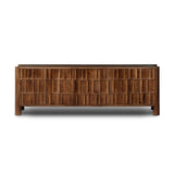 Featuring Ezri Cocoa Oak Media Console by Four Hands at Amethyst Home. Grain and character variation of cocoa-finished oak craft an intriguingly organic look. The carved design and floor-to-top cylinder legs give a primitive look that balances the movement of the wood pattern.
Overall Dimensions: 18.0" L x 82.0 " W x 27.0" H
Collection: AidenColors: Cocoa . Amethyst Home provides interior design, new home construction design consulting, vintage area rugs, and lighting in the Washington metro area.