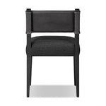Featuring Ferris Gibson Black Dining Chair by Four Hands at Amethyst Home. Mixed materials at their finest. Black ash forms a slight, simple frame for squared seating of neutral performance-grade upholstery. Black top-grain leather backing takes this modern-minded dining chair to the next level.Overall Dimensions: 20.00"w x 22.00"d x 32.00"hWeight : 16.5. Amethyst Home provides interior design, new home construction design consulting, vintage area rugs, and lighting in the Laguna Beach metro area.
