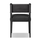Featuring Ferris Gibson Black Dining Chair by Four Hands at Amethyst Home. Mixed materials at their finest. Black ash forms a slight, simple frame for squared seating of neutral performance-grade upholstery. Black top-grain leather backing takes this modern-minded dining chair to the next level.Overall Dimensions: 20.00"w x 22.00"d x 32.00"hWeight : 16.5. Amethyst Home provides interior design, new home construction design consulting, vintage area rugs, and lighting in the Laguna Beach metro area.
