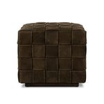 Soft, specialized top-grain leather is hand-woven, crafting a look of a treasured vintage find. Use as bonus seating or style with a tray for an extra surface Amethyst Home provides interior design, new home construction design consulting, vintage area rugs, and lighting in the Charlotte metro area.