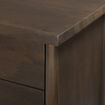 Inspired by French antique design, this dresser stands on round tapered legs with a prominent overhang top. Made of mango wood with cast iron key ring pulls, six drawers make it a versatile addition to the bedroom Amethyst Home provides interior design, new home construction design consulting, vintage area rugs, and lighting in the Omaha metro area.