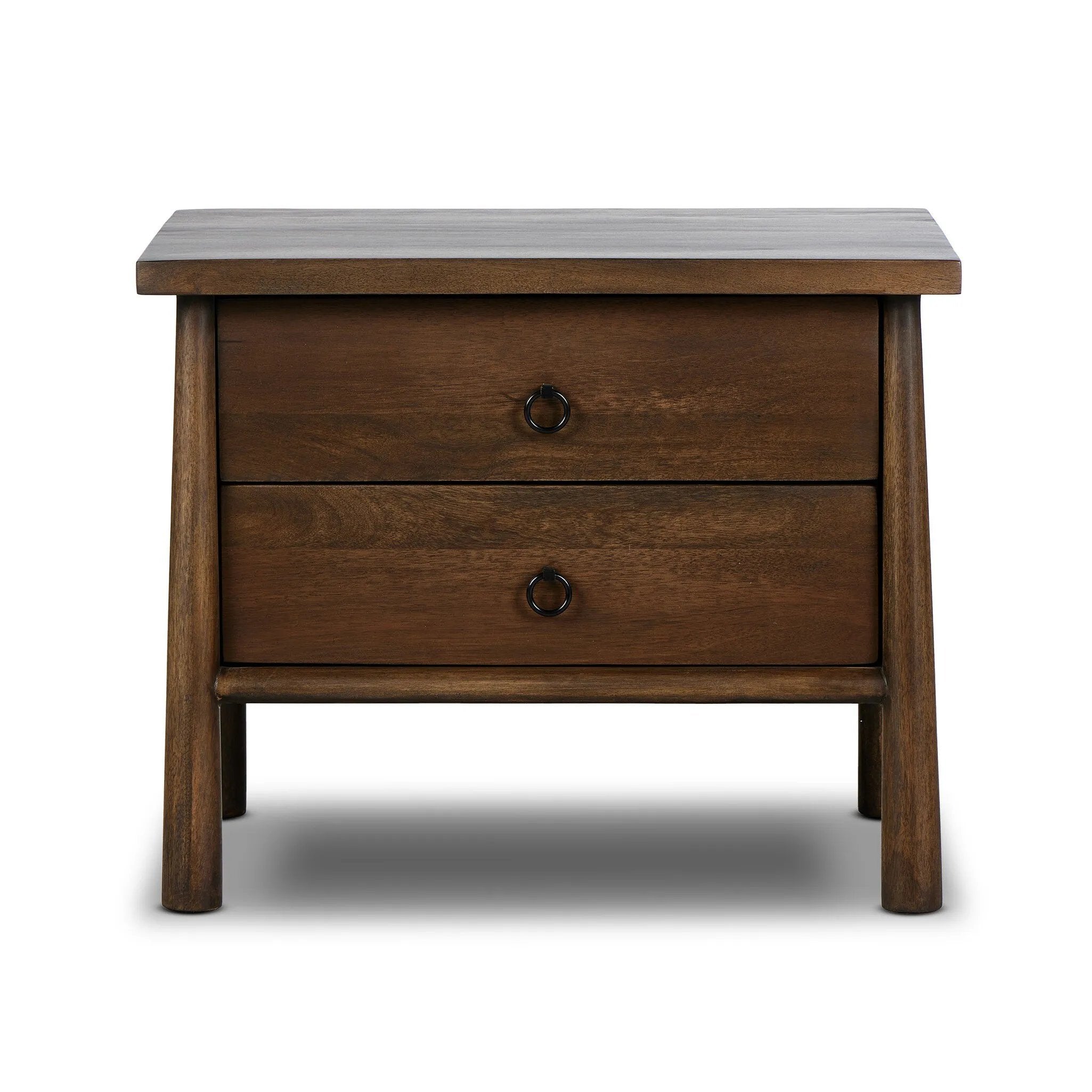 Featuring Freddie Brown Nightstand by Four Hands at Amethyst Home. Inspired by French antique design, this dresser stands on round tapered legs with a prominent overhang top. Made of mango wood with cast iron key ring pulls, two drawers make it a versatile choice as a dresser or nightstand.
Overall Dimensions: 22.0" L x 32.0 " W x 26.0" H
Collection: MayaCo. Amethyst Home provides interior design, new home construction design consulting, vintage area rugs, and lighting in the Calabasas metro area.