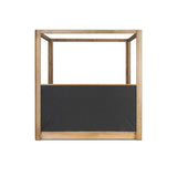 Minimalist and modern, this platform-style canopy bed is framed to a low profile and softened with an upholstered headboard.