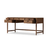 Featuring Glenview Weathered Oak Veneer Desk by Four Hands at Amethyst Home. Traditional, reimagined. Made from rustic weathered oak, this desk brings generous storage space to the office. Simple hardware is finished in an aged bronze.Overall Dimensions: 67.50"w x 27.50"d x 31.00"hWeight : 148.37 lbsMaterials: Thick Oak Veneer, Solid Oak. Amethyst Home provides interior design, new home construction design consulting, vintage area rugs, and lighting in the Tampa metro area.