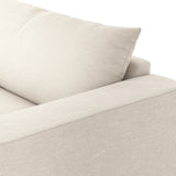 Welcome to the modern lounging essential. A timeless track arm sofa is upholstered in a neutral oatmeal performance fabric and finished with wooden block legs. Performance fabrics are specially created to withstand spills, stains, high traffic and wear, ensuring long-term comfort and unmatched durability Amethyst Home provides interior design, new home construction design consulting, vintage area rugs, and lighting in the Calabasas metro area.