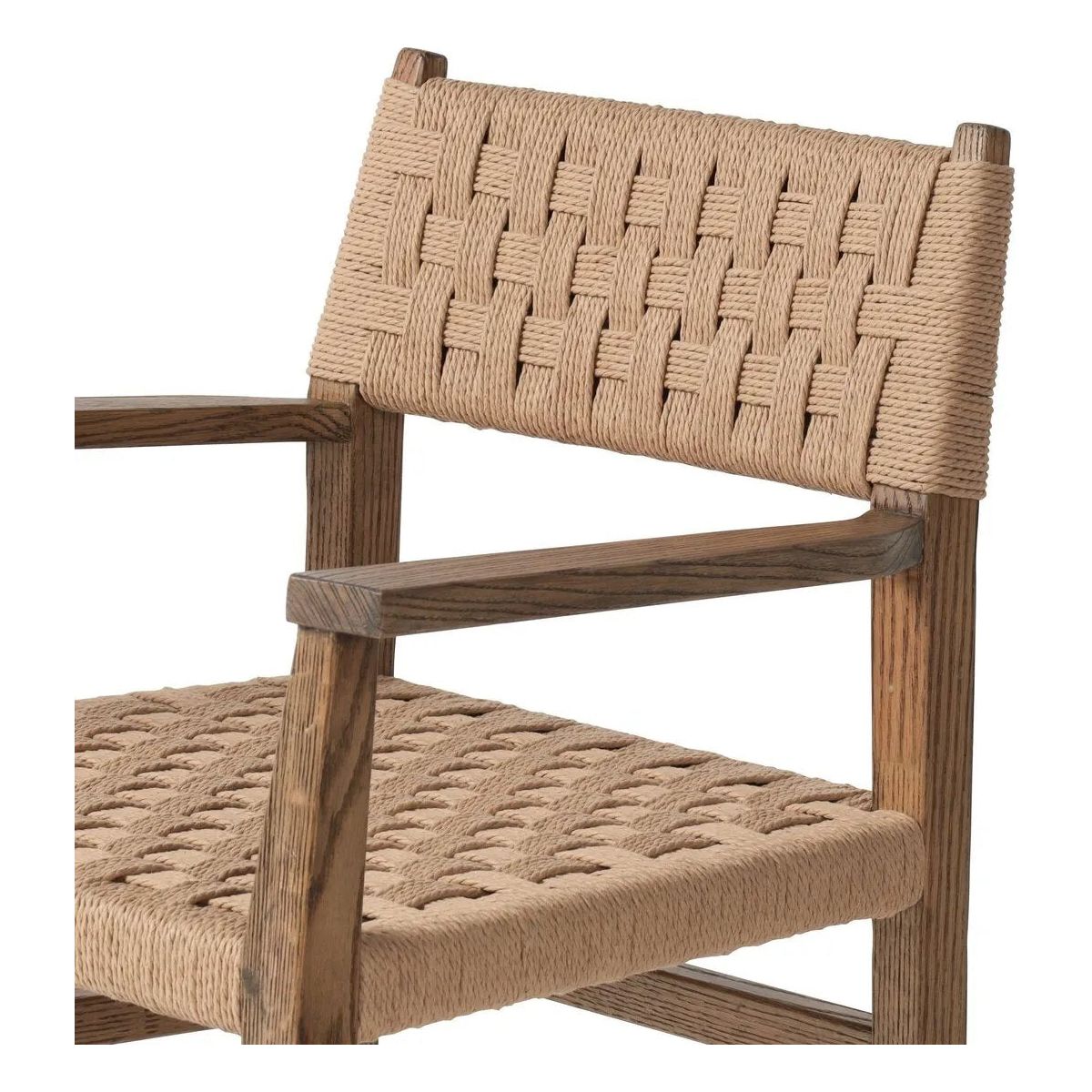 Featuring Hamlin Double Twisted Paper Cord Dining Armchair by Four Hands at Amethyst Home. This Hamlin dining armchair features a double twisted paper cord design, adding unique texture and visual interest. The armchair design provides additional support and comfort for extended periods of sitting. Made with quality materials, this armchair is built to last. Amethyst Home provides interior design, new home construction design consulting, vintage area rugs, and lighting in the Nashville metro area.