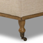 With traditional details like turned oak legs and brass casters, this low-profile accent chair features an elongated bench seat for an inviting sit. Performance fabric in neutral wheat finishes a knife-edge back and boxed arm cushions Amethyst Home provides interior design, new home construction design consulting, vintage area rugs, and lighting in the Miami metro area.