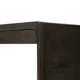 Featuring Henry Charcoal Oak Thick Veneer Desk by Four Hands at Amethyst Home. Made from solid reclaimed oak finished in a rustic charcoal, this slim-profile desk shapes subtly curved corners, bringing a handcrafted look to a minimalist form. Designed in partnership with longtime Four Hands collaborator Thomas Bina and Brazilian designer Ronald Sasson.Overall. Amethyst Home provides interior design, new home construction design consulting, vintage area rugs, and lighting in the Houston metro area.