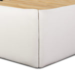 Angled wings anchor the sides of this reimagined shelter bed, grounding an upholstered bed frame. Off-white Crypton® performance fabric covers all-around cushioning. Crypton® performance fabric is specially engineered for protection against stains, moisture and odor Amethyst Home provides interior design, new home construction design consulting, vintage area rugs, and lighting in the Newport Beach metro area.