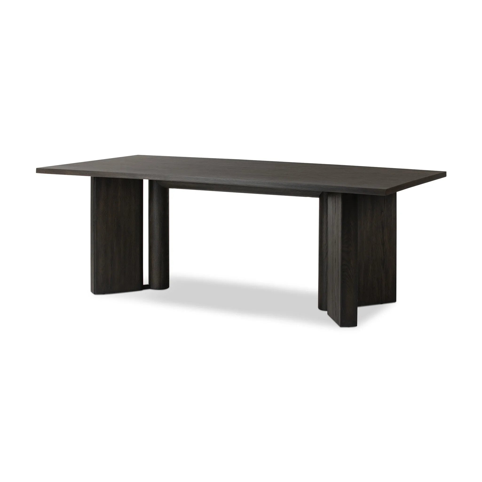 Featuring Huxley Smoked Black Veneer Dining Table by Four Hands at Amethyst Home. A smoked black finish brings character to this substantially sized dining table. Angled panel legs separated by a round cylinder craft a geometric look.
Overall Dimensions: 42.0" L x 100.0 " W x 30.0" H
Materials: Thick Oak Veneer, Solid OakWeight: 239.2 lbs. Amethyst Home provides interior design, new home construction design consulting, vintage area rugs, and lighting in the Winter Garden metro area.