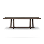 Subtly angled legs meet in a trestle-style stretcher base, pairing with a slatted top for a rustic-style outdoor dining table, also ideal for indoor spaces. Large chamfer details on the base and supports bring softness to FSC®-certified teak. Cover or store inside during inclement weather and when not in use Amethyst Home provides interior design, new home construction design consulting, vintage area rugs, and lighting in the Los Angeles metro area.