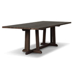 Subtly angled legs meet in a trestle-style stretcher base, pairing with a slatted top for a rustic-style outdoor dining table, also ideal for indoor spaces. Large chamfer details on the base and supports bring softness to FSC®-certified teak. Cover or store inside during inclement weather and when not in use Amethyst Home provides interior design, new home construction design consulting, vintage area rugs, and lighting in the Seattle metro area.