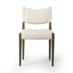 A midcentury-inspired piece, updated for modern times. A supportive back and seat cushion are upholstered in high-performance fabric, with a walnut-finished frame for a contrast of color. Steam regularly to keep fabric looking crisp. Amethyst Home provides interior design, new home construction design consulting, vintage area rugs, and lighting in the Kansas City metro area.