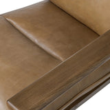 Featuring Jones Palermo Drift Chair by Four Hands at Amethyst Home. A coastal-inspired lounge chair, modernized. Angled back legs and separate cushioning create a relaxed, inviting look. Mid-level blind stitching refines the seat back. Stark amber ash frame offsets rich top-grain leather, showcasing thick-cut hide with pronounced natural texture.Overal. Amethyst Home provides interior design, new home construction design consulting, vintage area rugs, and lighting in the Salt Lake City metro area.