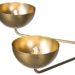 Six brass discs float on gently curved arms, suspended by adjustable black fabric cords that become an integral part of the design. The piece invites customization, allowing you to set the perfect length for your space. The bulbs nestle discreetly within each disc, creating a warm, diffused glow. G16.5 bulbs recommended Amethyst Home provides interior design, new home construction design consulting, vintage area rugs, and lighting in the Charlotte metro area.