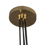 Six brass discs float on gently curved arms, suspended by adjustable black fabric cords that become an integral part of the design. The piece invites customization, allowing you to set the perfect length for your space. The bulbs nestle discreetly within each disc, creating a warm, diffused glow. G16.5 bulbs recommended Amethyst Home provides interior design, new home construction design consulting, vintage area rugs, and lighting in the Newport Beach metro area.