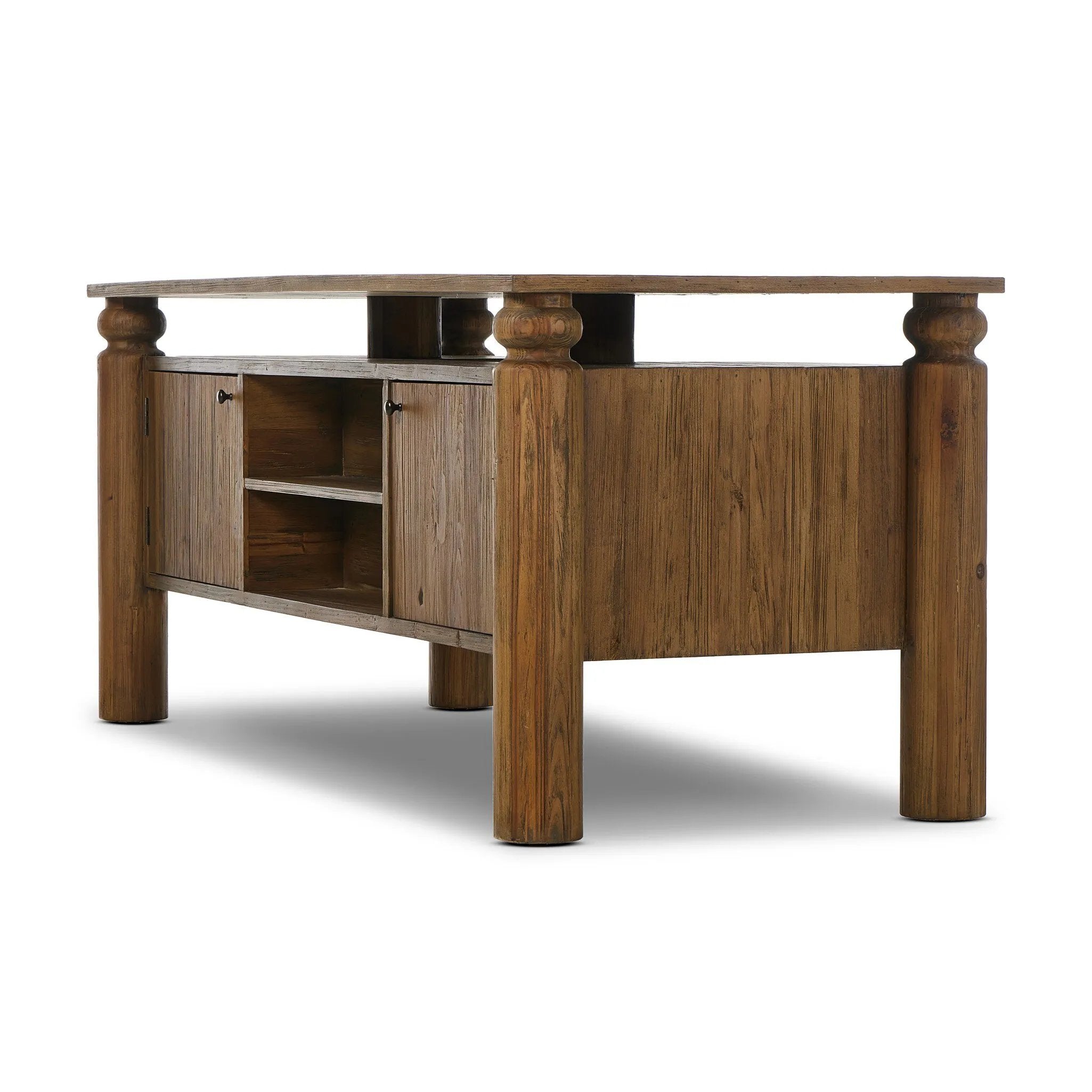 Featuring Kerrville Light Pine Desk by Four Hands at Amethyst Home. Crafted in light pine, this desk exudes rustic character with cylindrical legs and ample workspace. Equipped with doors, file drawers and shelves, it provides versatile storage solutions in a traditional design.
Overall Dimensions: 30.0" L x 75.0 " W x 30.5" H
Materials: Solid PineWeight: 209.. Amethyst Home provides interior design, new home construction design consulting, vintage area rugs, and lighting in the Dallas metro area.