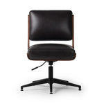 Featuring Landon Sonoma Black Armless Desk Chair by Four Hands at Amethyst Home. A nod to midcentury design, a molded wood frame veneered in rich walnut is paired with black top-grain leather cushions for maximum comfort. Height adjustable and 360-degree swivel function for ease in the workplace.
Overall Dimensions: 26.75" L x 20.5 " W x 34.0" H
Materials:. Amethyst Home provides interior design, new home construction design consulting, vintage area rugs, and lighting in the Alpharetta metro area.