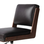 Featuring Landon Sonoma Black Armless Desk Chair by Four Hands at Amethyst Home. A nod to midcentury design, a molded wood frame veneered in rich walnut is paired with black top-grain leather cushions for maximum comfort. Height adjustable and 360-degree swivel function for ease in the workplace.
Overall Dimensions: 26.75" L x 20.5 " W x 34.0" H
Materials: . Amethyst Home provides interior design, new home construction design consulting, vintage area rugs, and lighting in the Charlotte metro area.
