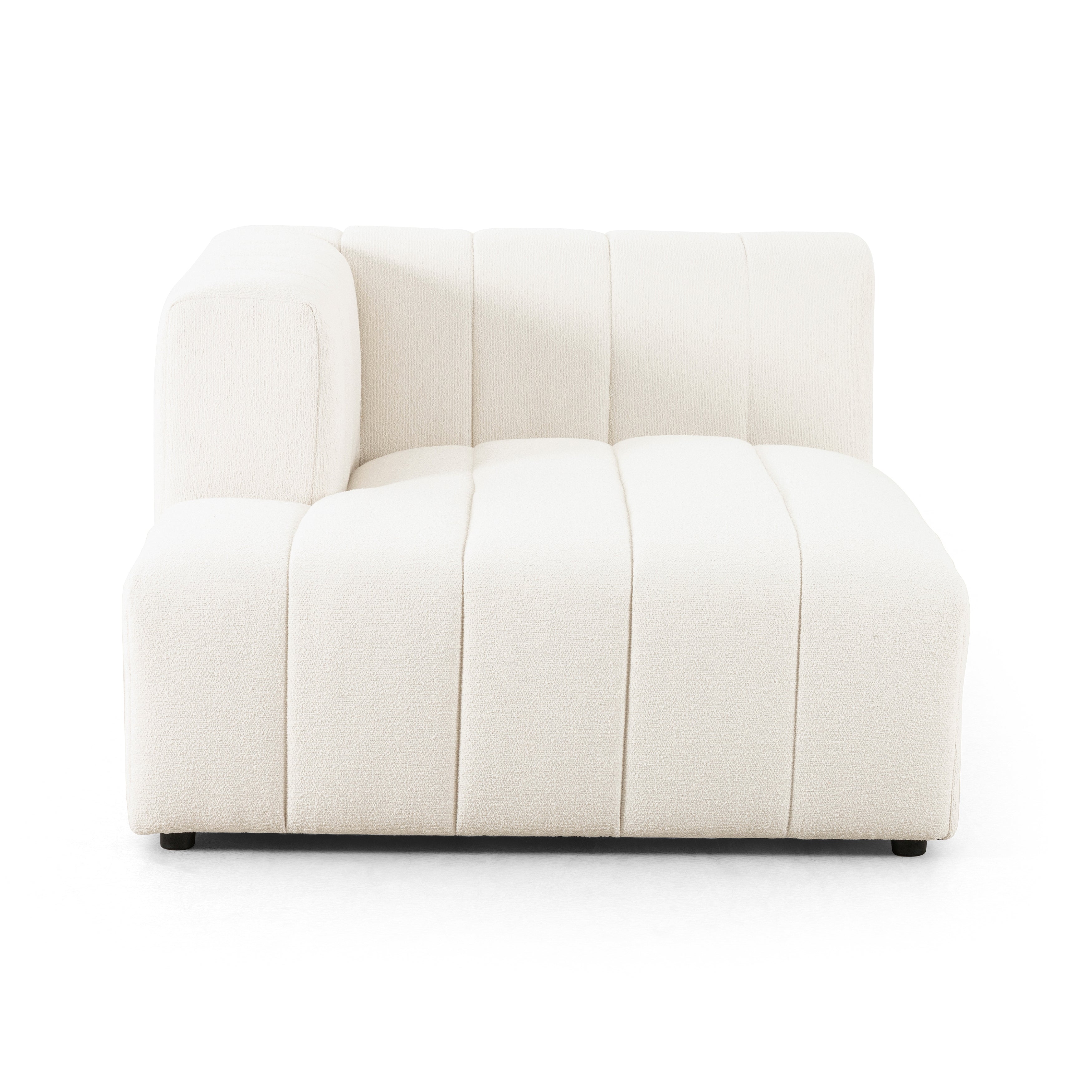 Featuring Langham Fayette Cloud Left Chaise by Four Hands at Amethyst Home. The sensible sectional meets modern Italian styling. Wide vertical channeling offers a luxurious take on modular seating. Bright Fayette Cloud covering awes in any space. Left arm facing chaise to sectional. Performance fabrics are specially created to withstand spills, stains, high . Amethyst Home provides interior design, new home construction design consulting, vintage area rugs, and lighting in the Monterey metro area.