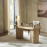 Featuring Leeds Blonde Oak Veneer Desk by Four Hands at Amethyst Home. Substantial cylindrical legs support this kidney-shaped desk crafted in light blonde oak veneer — a testament to form harmonizing with function.
Overall Dimensions: 31.5" L x 63.0 " W x 30.0" H
Materials: Oak Veneer, Poplar PlywoodWeight: 127.87 lbs. Amethyst Home provides interior design, new home construction design consulting, vintage area rugs, and lighting in the Kansas City metro area.