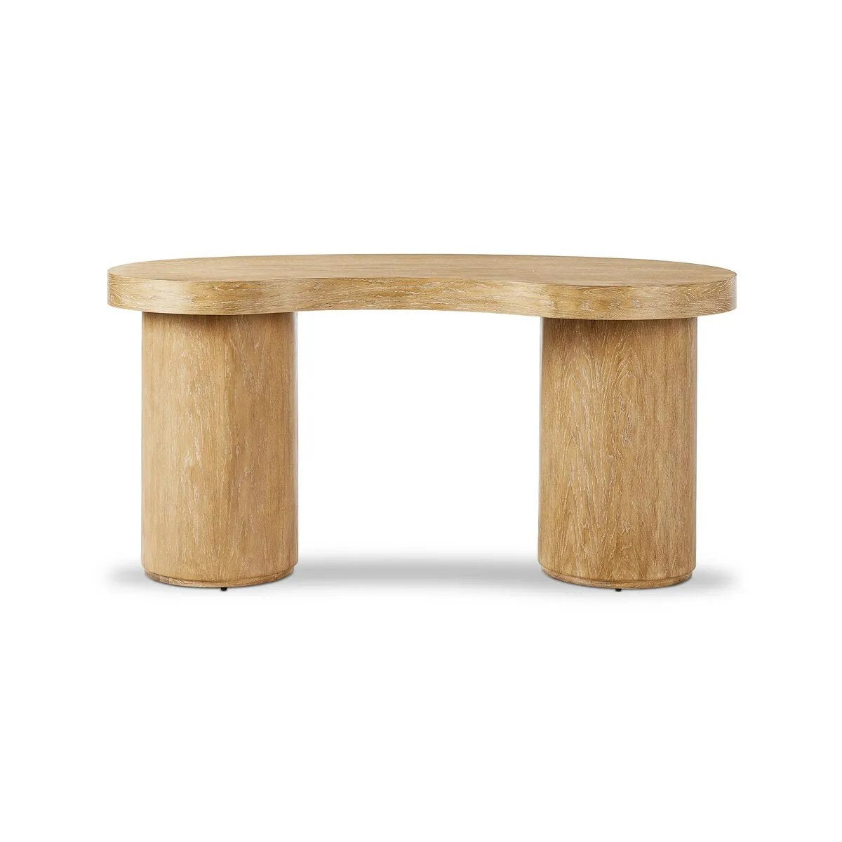 Featuring Leeds Blonde Oak Veneer Desk by Four Hands at Amethyst Home. Substantial cylindrical legs support this kidney-shaped desk crafted in light blonde oak veneer — a testament to form harmonizing with function.
Overall Dimensions: 31.5" L x 63.0 " W x 30.0" H
Materials: Oak Veneer, Poplar PlywoodWeight: 127.87 lbs. Amethyst Home provides interior design, new home construction design consulting, vintage area rugs, and lighting in the Scottsdale metro area.