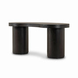 Featuring Leeds Ebony Veneer Desk by Four Hands at Amethyst Home. Substantial cylindrical legs support a kidney-shaped desk crafted in light black-finished oak veneer — a testament to form harmonizing with function.Overall Dimensions: 63.00"w x 31.50"d x 30.00"hWeight : 127.87 lbsMaterials: Oak Veneer. Amethyst Home provides interior design, new home construction design consulting, vintage area rugs, and lighting in the Portland metro area.
