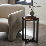 Featuring Lennie Amber Cast Glass Cast Glass End Table by Four Hands at Amethyst Home. An airy, angular base of charcoal-burnished iron supports a squared tabletop of amber cast glass, perfectly sized to keep your drink or book within reach.Overall Dimensions: 12.50"w x 12.50"d x 22.00"hWeight : 36.38 lbsMaterials : Cast Glass, Iron. Amethyst Home provides interior design, new home construction design consulting, vintage area rugs, and lighting in the Charlotte metro area.