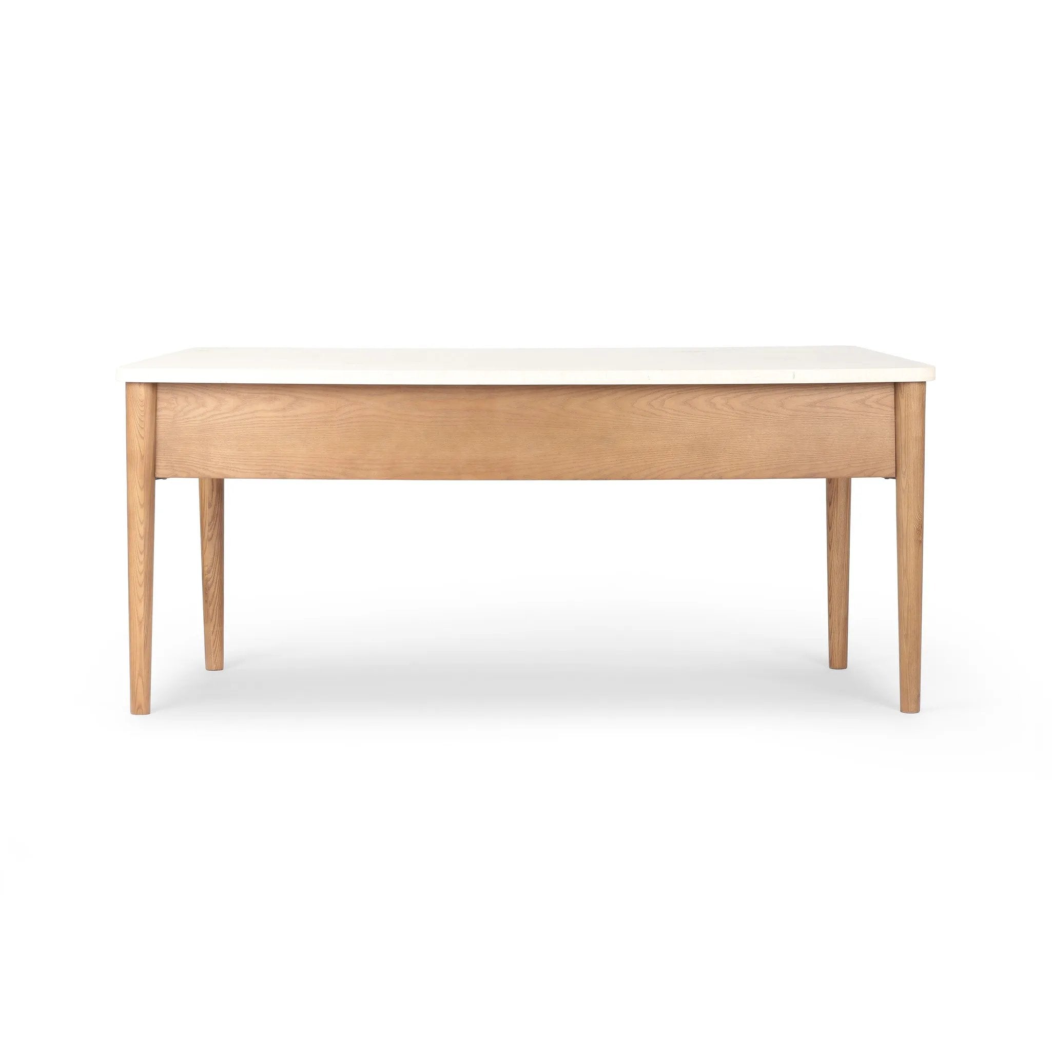 Featuring Lorna Amber Ash Veneer Desk by Four Hands at Amethyst Home. Set a light tone for your workspace with a material-driven desk of cream marble and amber ash. A clean, streamlined design with tapered cylinder legs and side drawers.Overall Dimensions: 70.00"w x 26.75"d x 30.00"hWeight : 208.33 lbsMaterials: Ash Veneer, Solid Ash, Solid Marble. Amethyst Home provides interior design, new home construction design consulting, vintage area rugs, and lighting in the Washington metro area.
