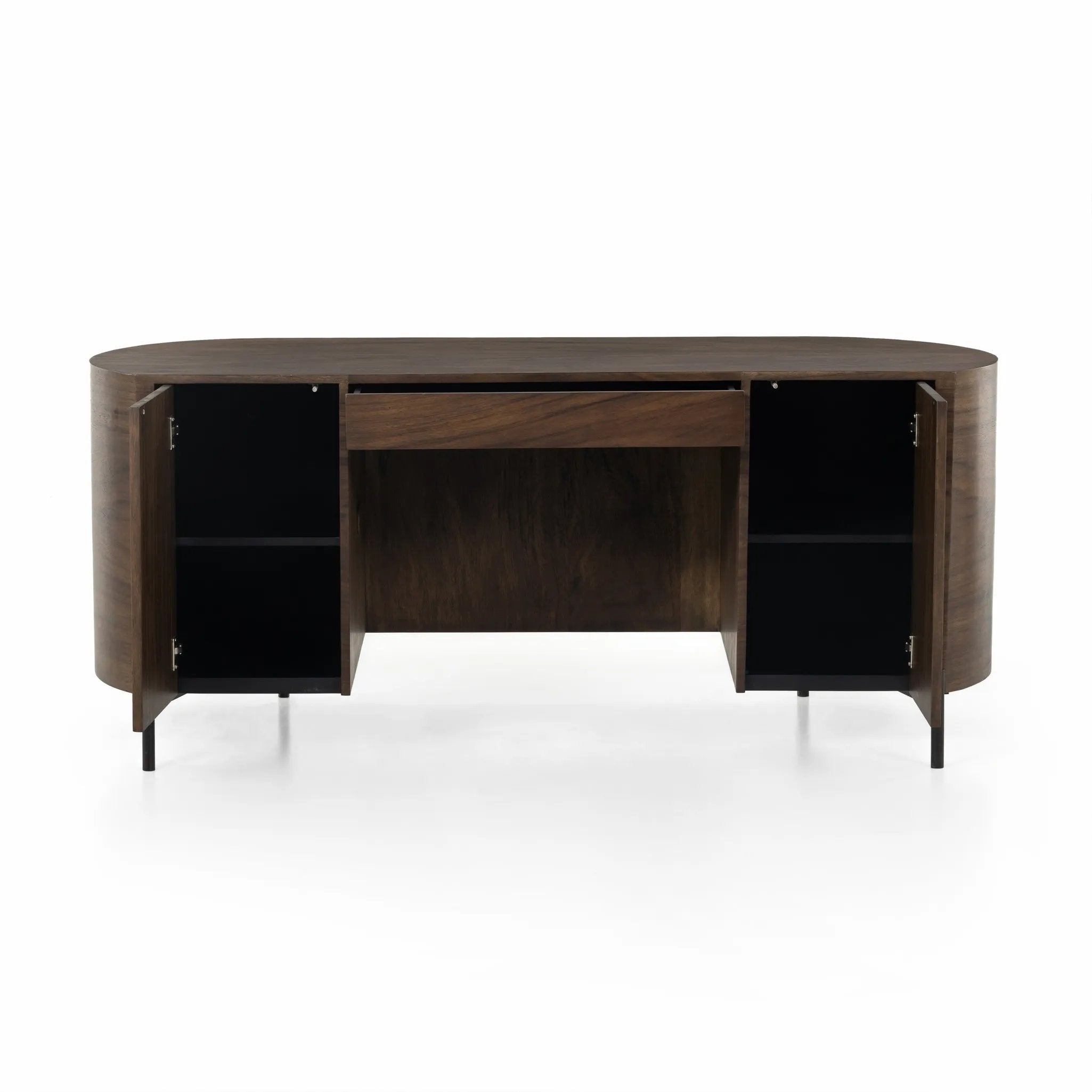 Featuring Lunas Caramel Guanacaste Executive Desk by Four Hands at Amethyst Home. With soft, fluid shaping, caramel-colored Guanacaste forms a beautifully sculpted silhouette, with natural high and lowlights coursing the entirety of this unique executive desk. Dual push-latch doors plus interior shelving offer ample storage space, while a fully finished fron. Amethyst Home provides interior design, new home construction design consulting, vintage area rugs, and lighting in the Portland metro area.
