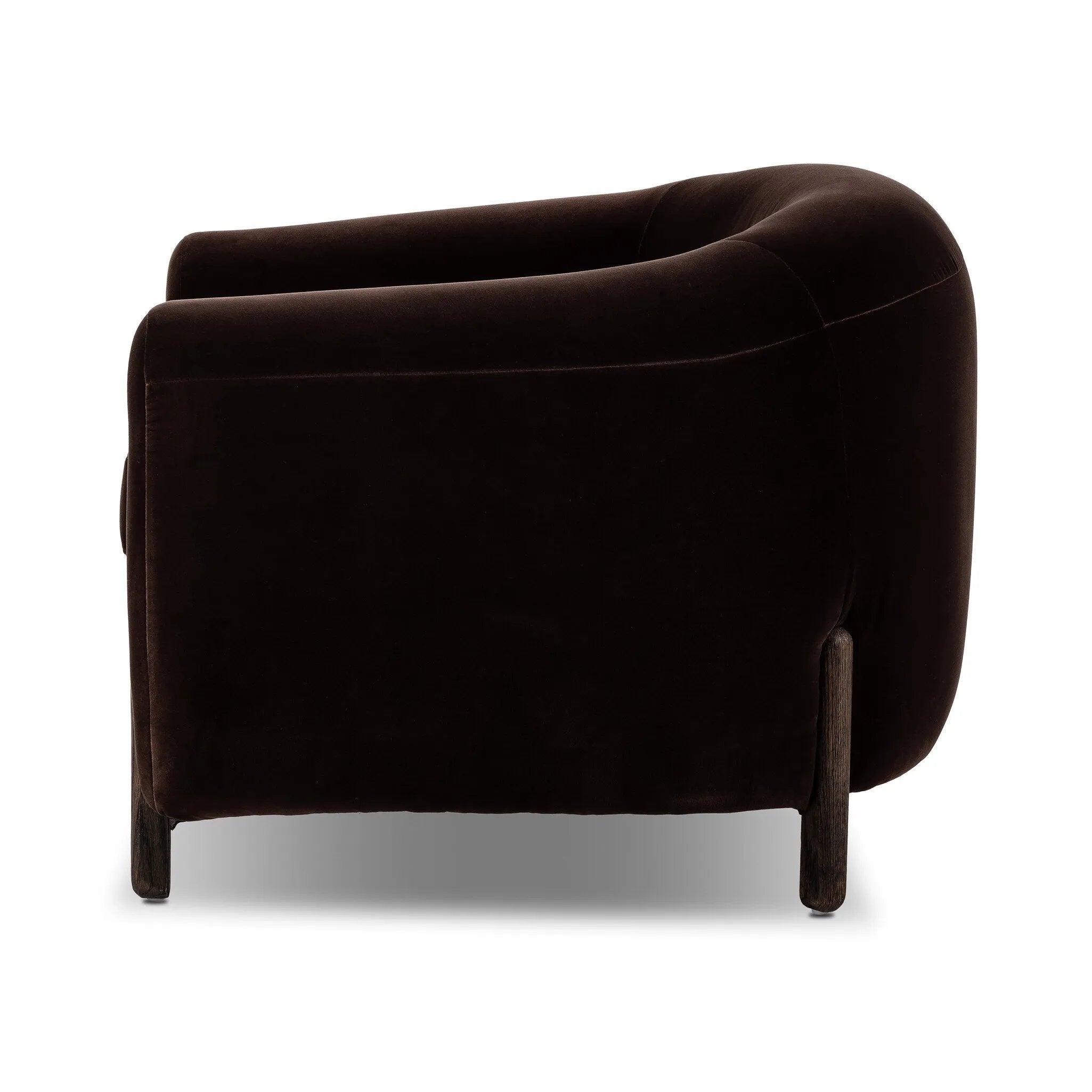 This updated take on the traditional tub chair pairs rich black top-grain leather with solid ash to shape a sculpted seat with exaggerated depth. Amethyst Home provides interior design, new home construction design consulting, vintage area rugs, and lighting in the Austin metro area.