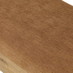 This statement-making chaise takes on an oversized shape-based silhouette, with a deep, chenille-upholstered seat and thick wood base. The subtly angled seating doubles as head support for a refined look, perfect as room dividing piece Amethyst Home provides interior design, new home construction design consulting, vintage area rugs, and lighting in the Austin metro area.