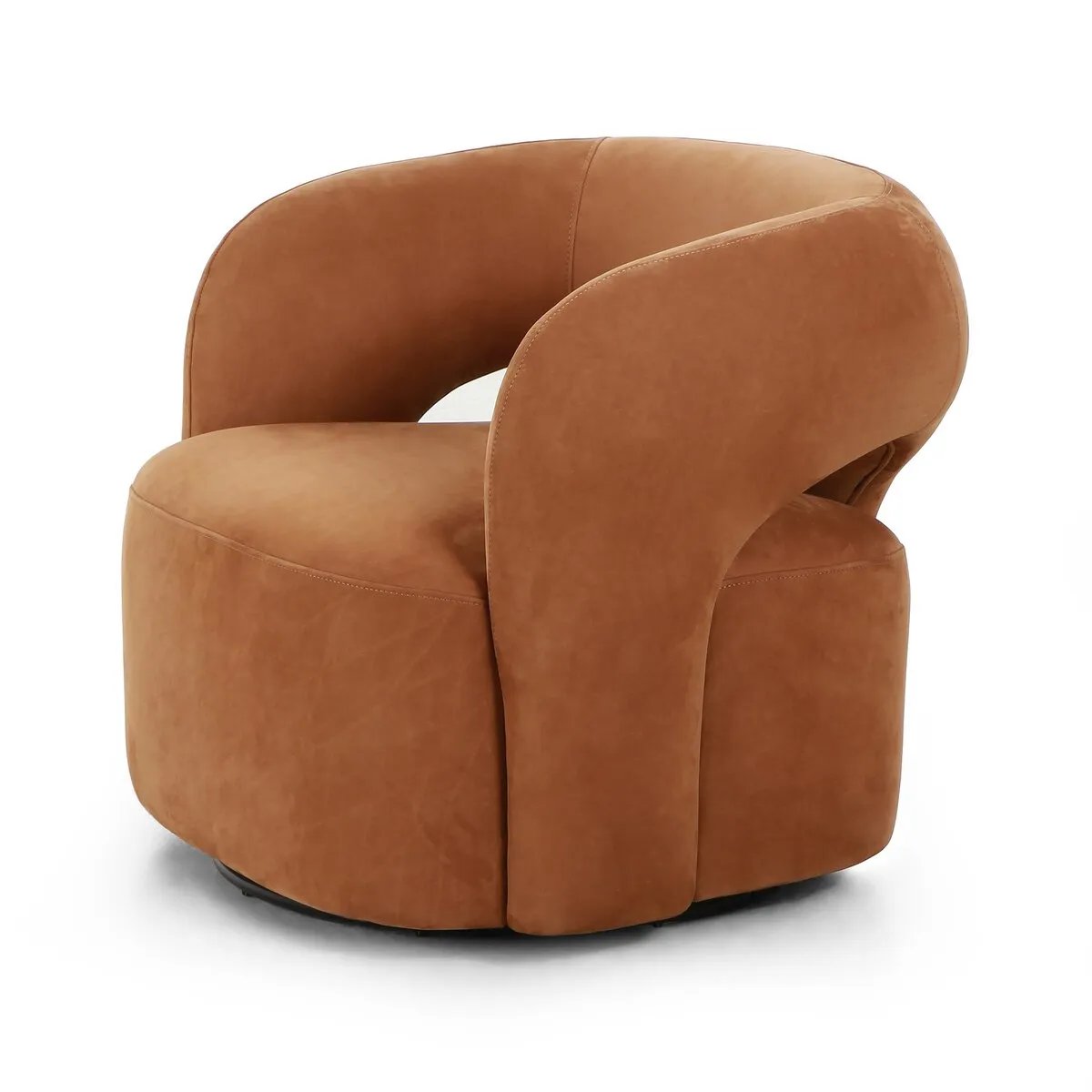 Featuring Mazie Nubuck Cognac Swivel Chair by Four Hands at Amethyst Home. Experience ultimate comfort and style with the Mazie Nubuck Cognac Swivel Chair. This sleek and modern chair features a swivel function for easy movement and convenience. Perfect for any room in your home, this chair is sure to elevate your seating experience. 
Overall Dimensions: 32.0" . Amethyst Home provides interior design, new home construction design consulting, vintage area rugs, and lighting in the Miami metro area.