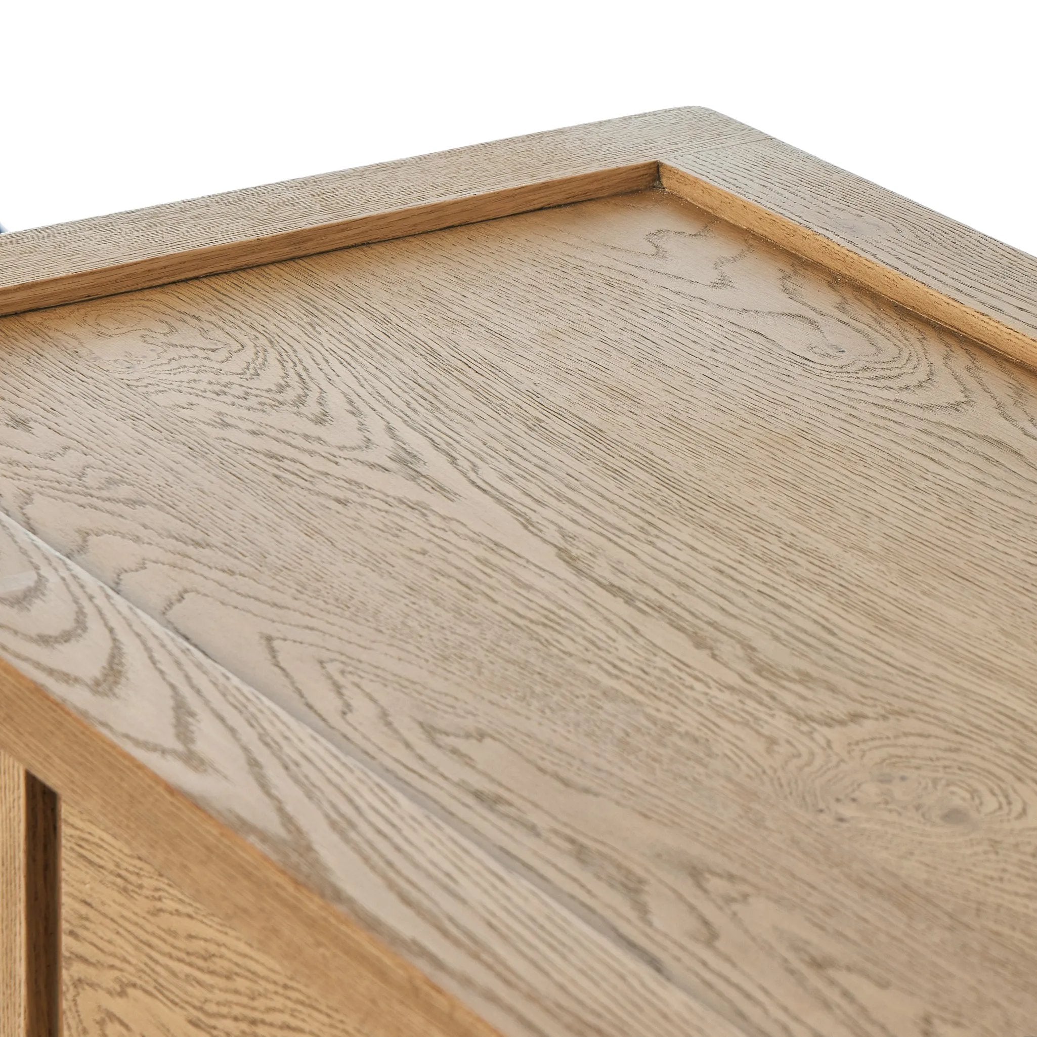 Featuring Millbrook Natural Light Oak Veneer Console Table by Four Hands at Amethyst Home. Inspired by a vintage general store counter, this console table features a heritage design with a modern twist. Thick oak legs with softened corners provide sturdy support, while oak knobs add a touch of classic charm. The inset tray top and varied drawer configuration of. Amethyst Home provides interior design, new home construction design consulting, vintage area rugs, and lighting in the Tampa metro area.