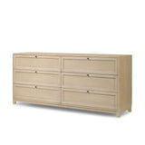 Featuring six spacious drawers with smooth fronts fixed with matching knobs, this light oak veneer dresser brings spacious storage to the room. This item has been modified to comply with the STURDY Act. See a full list of modified products and data changes in the “STURDY Act” file in the Downloads section below Amethyst Home provides interior design, new home construction design consulting, vintage area rugs, and lighting in the Tampa metro area.