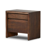 Featuring Nigel Rustic Brown Acacia Nightstand by Four Hands at Amethyst Home. A faux live edge lends natural character to the waterfall frame, its mitered corners enhancing the seamless silhouette. Soft volumes and thick proportions exude a sense of permanence, while chamfered drawer pulls add refined functionality. The warm wood tones celebrate acacia's rich . Amethyst Home provides interior design, new home construction design consulting, vintage area rugs, and lighting in the Omaha metro area.