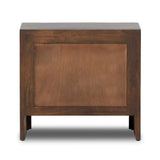 Featuring Nigel Rustic Brown Acacia Nightstand by Four Hands at Amethyst Home. A faux live edge lends natural character to the waterfall frame, its mitered corners enhancing the seamless silhouette. Soft volumes and thick proportions exude a sense of permanence, while chamfered drawer pulls add refined functionality. The warm wood tones celebrate acaci. Amethyst Home provides interior design, new home construction design consulting, vintage area rugs, and lighting in the Salt Lake City metro area.