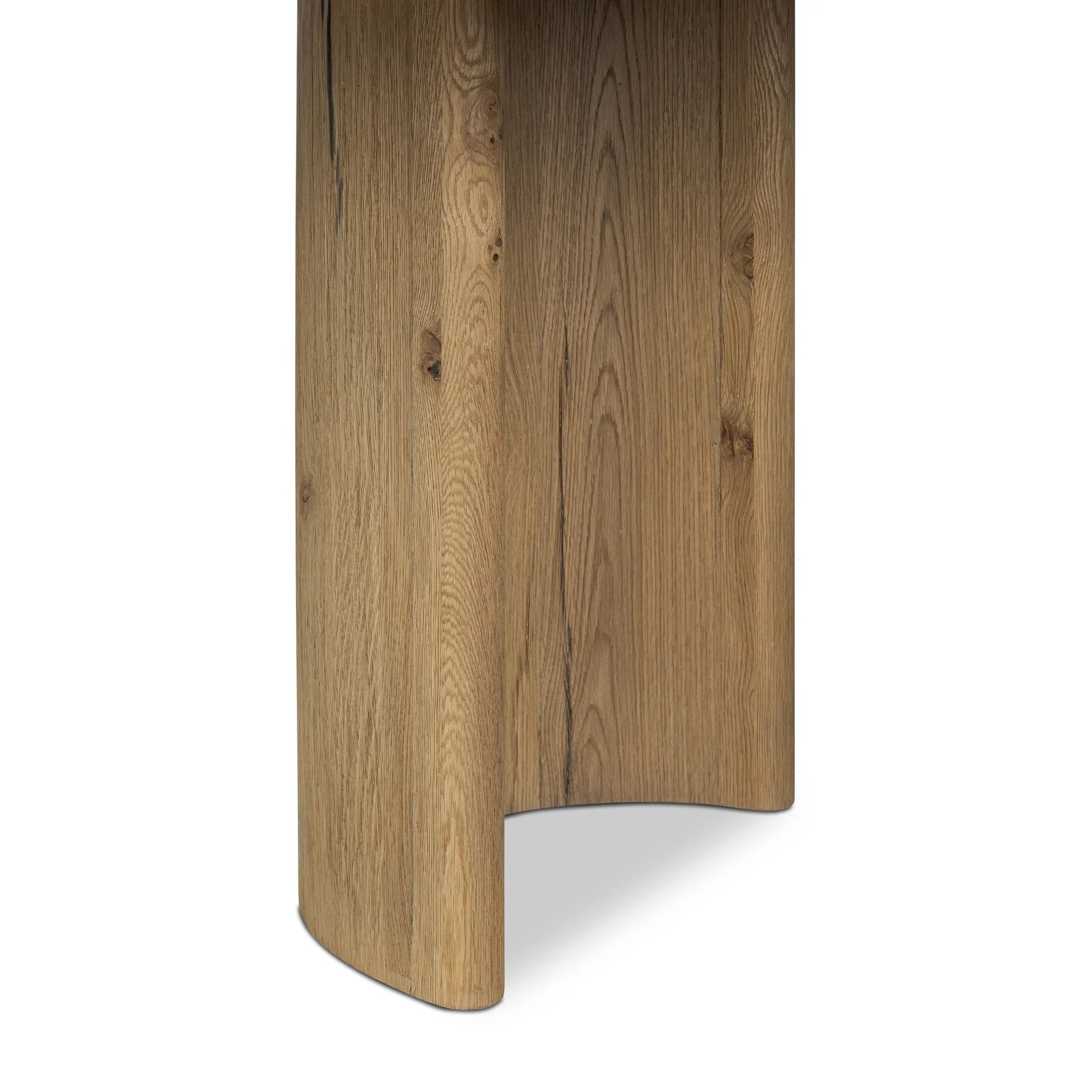 Featuring Paden Worn Oak Veneer Dining Table by Four Hands at Amethyst Home. A study in shape. Solid brown oak forms crescent-shaped legs and sprawling oval tabletop, bringing organic presence to the dining room.Overall Dimensions: 94.00"w x 42.00"d x 30.00"hWeight : 139.33 lbsMaterials : Thick Oak Veneer, Solid Oak. Amethyst Home provides interior design, new home construction design consulting, vintage area rugs, and lighting in the San Diego metro area.